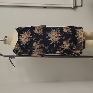 Sheer navy blue floral off the shoulder dress